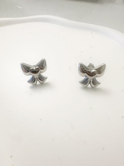 Simple Style Heart Bow Knot Earrings 