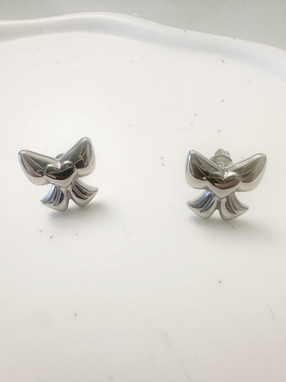Simple Style Heart Bow Knot Earrings 