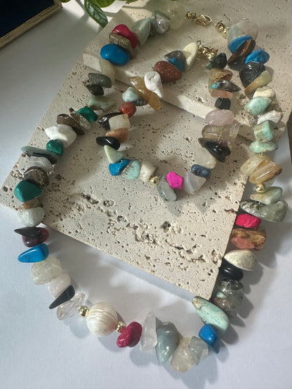 Multicolor Choker and Bracelet